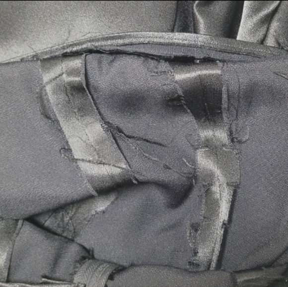 1970s Vintage Black Satin Handmade High Waisted Extreme Bell Bottom Trousers XL - Picture 9 of 10